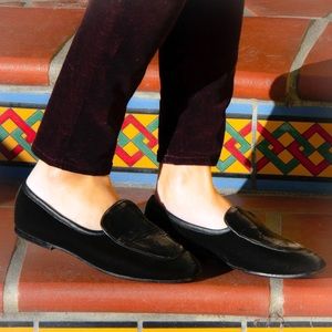 Handmade Italian Leather & Black Velvet Loafers